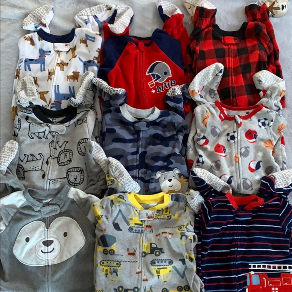 Bundle of 9 Footie fleece pajamas